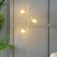 LumenXL Staande lamp goud met amber glas, 3-lichts - Jesse