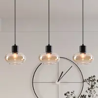 LumenXL Hanglamp Vere met amber glas, 3-lichts