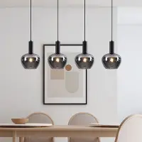 LumenXL 4-lichts hanglamp Ilvy in appelvormig rookglas - zwart