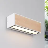 LumenXL Solar buitenwandlamp Garcia - wit met licht hout