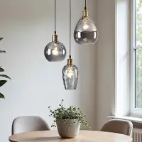 LumenXL Zwarte hanglamp van smoke glas met bolling 3-lichts - Verona