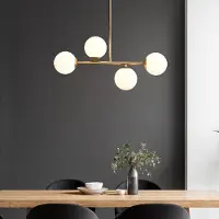 LumenXL Design plafondlamp goud met melkwit glas, 4-lichts - Asun