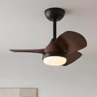 LumenXL Compacte plafondventilator Vietor incl. LED en afstandsbediening - zwart met donkerbruin