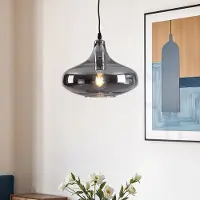 LumenXL 1-lichts hanglamp Trinidad met smoke glas - variant 1