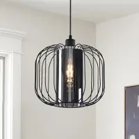 LumenXL Zwarte hanglamp Dila met rookglas