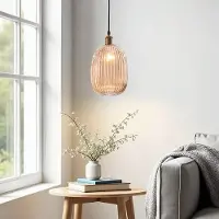 LumenXL Hanglamp Riley van geribbeld amber glas