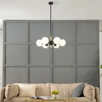 LumenXL Design hanglamp Callie zwart met melkwit glas, 6-lichts
