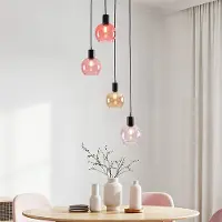 LumenXL Hanglamp zwart met amber en roze glas, 4-lichts - Monroe