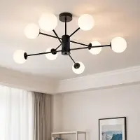 LumenXL Design zwarte plafondlamp met melkwit glas - 8-lichts Idaho