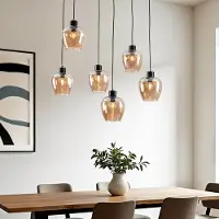 LumenXL 6-lichts hanglamp met amber glas - Arvada