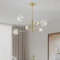 LumenXL Plafondlamp Sest goud met transparant glas, 6-lichts