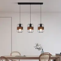 LumenXL Industriële zwarte hanglamp in rotan - Hira