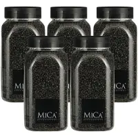 Mica Decorations decoratie stenen/granulaat - 5x - 650ml - antraciet - hobby steentjes