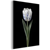 MuchoWow Aluminium schilderij 120x160 cm - Wanddecoratie metaal - Tulp - Patroon - Blauw - Metalen muurdecoratie woonkamer - Decoratie industrieel - Foto op dibond - Industriële accessoires slaapkamer
