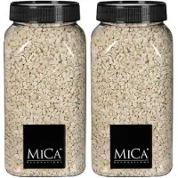 Mica Decorations decoratie stenen/granulaat - 2x - 650ml - creme - hobby steentjes