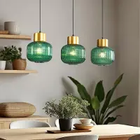 LumenXL Hanglamp 3-lichts met groen glas - Inya