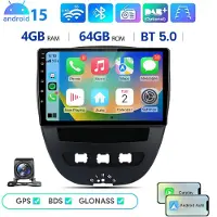 Hexinex Octa-Core autoradio Geschikt voor Peugeot 107, Toyota Aygo, Citroën C1 (2005-2014) - Draadloos CarPlay, Android Auto,GPS Navi, multimediaspeler, Android 15, 4GB+64GB