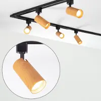 LumenXL Modern 1-fase railsysteem 3 meter zwart met mahonie houtlook - Loek