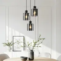 LumenXL Design hanglamp Pella, 3-lichts - rookglas
