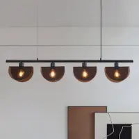 LumenXL Zwarte hanglamp met smoke kappen, 4-lichts - Morandi