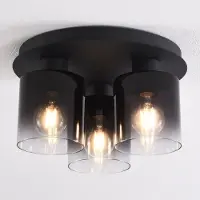 LumenXL Zwarte plafondlamp Lyo in rookglas met verloop, 3-lichts