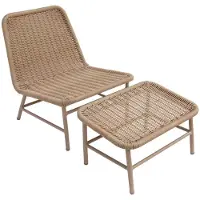 Sweeek - Relaxfauteuil met voetenbank van aluminium en koorden - laguna