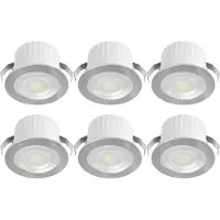 BES LED LED Veranda Spot Verlichting 6 Stuks - Brinton Glowix - 3W 260 lm 38D - Natuurlijk Wit 4000K - Inbouw - Rond - Zilver - Ø44mm Buitenmaat - Ø32mm Zaagmaat