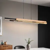 LumenXL Design hanglamp zwart met licht hout 3-staps dimmer - Liana
