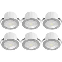 BES LED LED Veranda Spot Verlichting 6 Stuks - Brinton Glowix - 3W 260 lm 38D - Helder/Koud Wit 6500K - Inbouw - Rond - Zilver - Ø44mm Buitenmaat - Ø32mm Zaagmaat