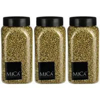 Mica Decorations decoratie stenen/granulaat - 3x - 650ml - goud - hobby steentjes