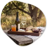MuchoWow Organische wanddecoratie 40x40 cm - Organisch schilderij Picknick - Wijn - Kaasplankje - Muurdecoratie woonkamer - Kamer decoratie - Schilderijen - Muurcirkel aesthetic