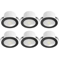 BES LED LED Veranda Spot Verlichting 6 Stuks - Brinton Glowix - 3W 260 lm 38D - Warm Wit 3000K - Inbouw - Rond - Zwart - Ø44mm Buitenmaat - Ø32mm Zaagmaat