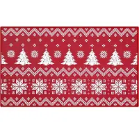 Happiq Kerst Deurmat - Voor Binnen, Ingang & Voordeur - Boho Stijl Welkom Vloerkleed, Antislip - Kerstdecoratie - Rood-50x80cm