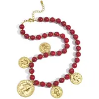 Yehwang Goudlief Acryl kralen kettingen figuur Retro Daily Classic serie dames sieraden - Roestvrijstaal - Verkleurt niet