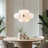 LumenXL Moderne hanglamp 12-lichts zwart met melkwit glas - Decadi