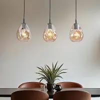 LumenXL Moderne hanglamp zwart met amber glas Faliste - 3-lichts