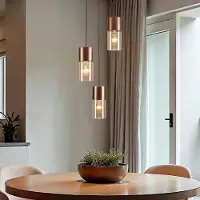 LumenXL 3-lichts design koffiebruine hanglamp met amber glas - Latte