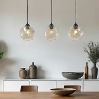 LumenXL 3-lichts moderne hanglamp Fayen zwart met organische vorm cognac glas