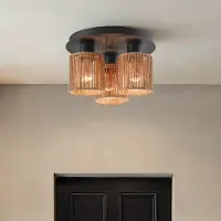 LumenXL 3-lichts bohemian plafondlamp met geweven touw - Canna