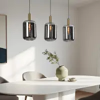 LumenXL 3-lichts zwart met gouden hanglamp met smoke glas - Teto