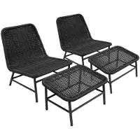Sweeek - Set van 2 loungestoelen met voetenbankjes voor buiten - laguna
