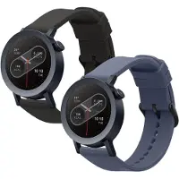 Kwmobile 2x horlogebandjes geschikt voor CMF Watch 3 Pro bandje - Smartwatch bandjes van TPU - Activity tracker horloge band in zwart / donkerblauw