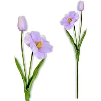 Inspiruj Tulpen Gałązka Serie - Kunstbloem - Piankowy - Liliowy - 53 cm