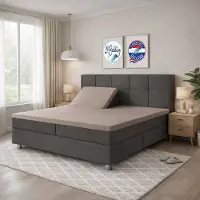 24-Bedding Splittopper Hoeslaken 180x220 cm Taupe - 100% Percaline Katoen - Verkoelend Splittopper Hoeslaken