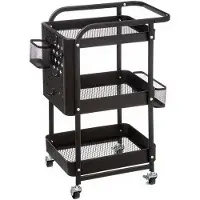 JTI Zwarte metalen trolley - 76 x 51 x 29,5 cm