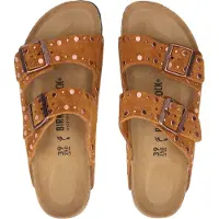 Birkenstock Muiltjes 'Arizona Rivet' cognac / brons