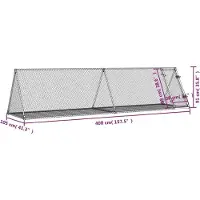 vidaXL Konijnenhok 400x105x91 cm gegalvaniseerd staal zilverkleurig