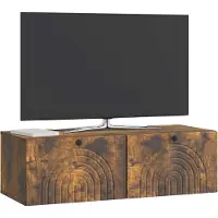 vidaXL Wandmontage TV-kast Gerookt eiken 99 x 41 x 30 cm Bewerkt hout