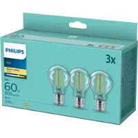 Philips Lamp Transparant - 60 W - E27 - Warmwit licht - Actieverpakking