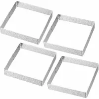 Westmark taartframe 4 deuus. – Perfecte taart- en quicheblikken – Uniform bakresultaat dankzij perforatie – Zilver, 10x10 cm